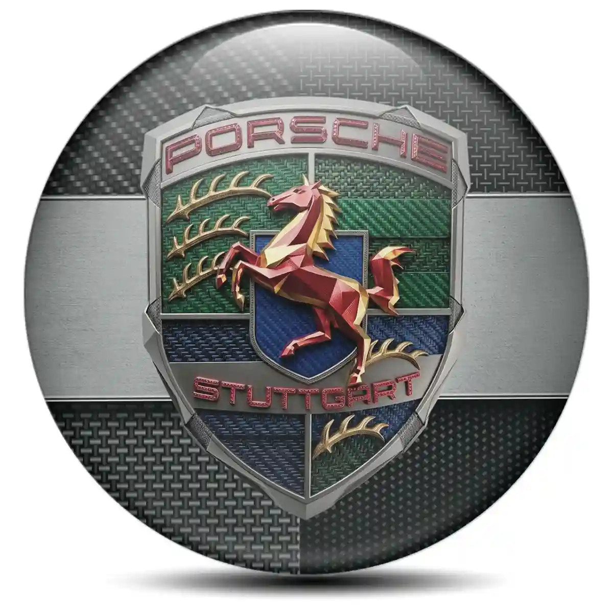 Porsche Wheel Emblem Self-Adhesive Premium Dome