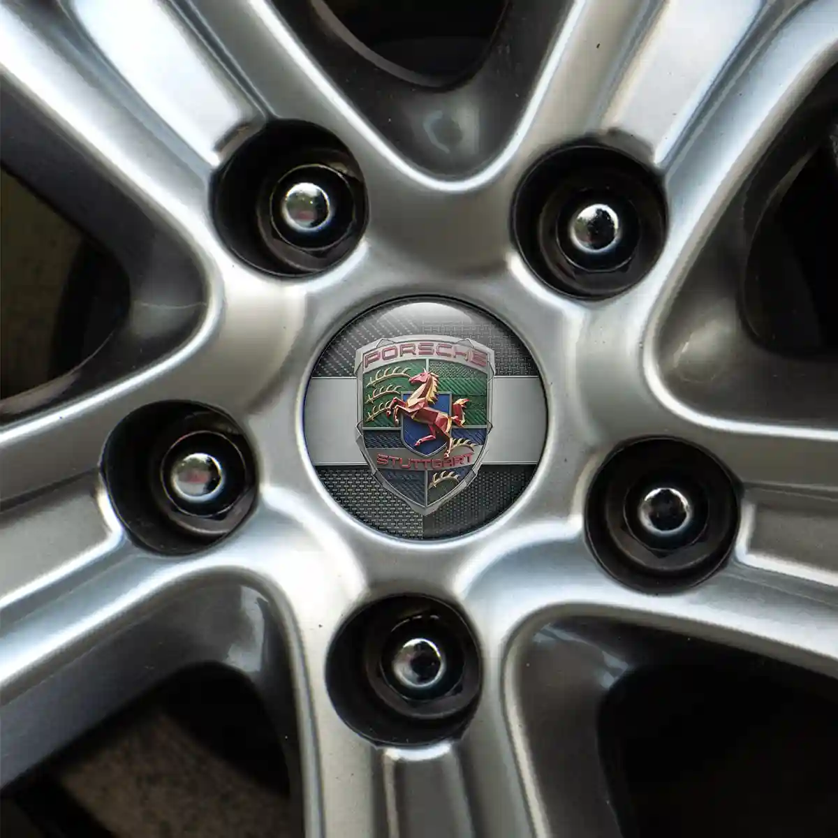 Porsche Wheel Emblem Self-Adhesive Premium Dome
