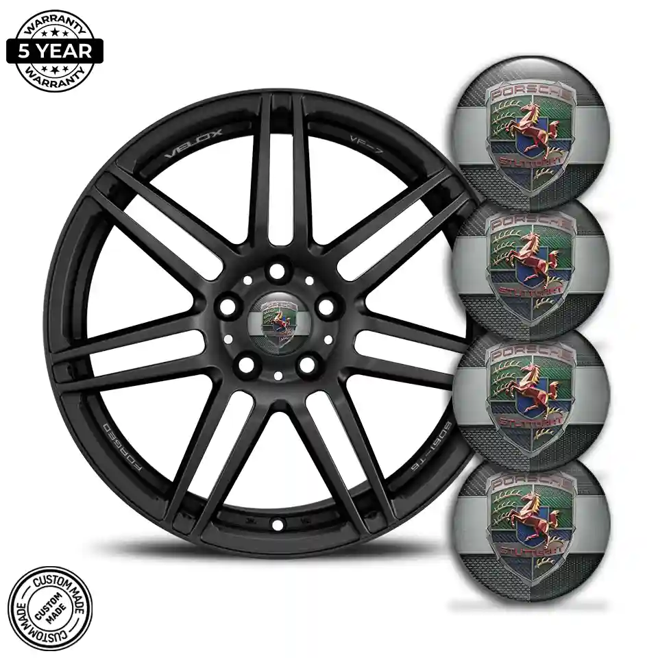 Porsche Wheel Emblem Self-Adhesive Premium Dome