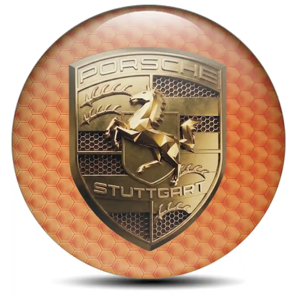 Porsche Wheel Emblem Self-Adhesive Resin Luxe