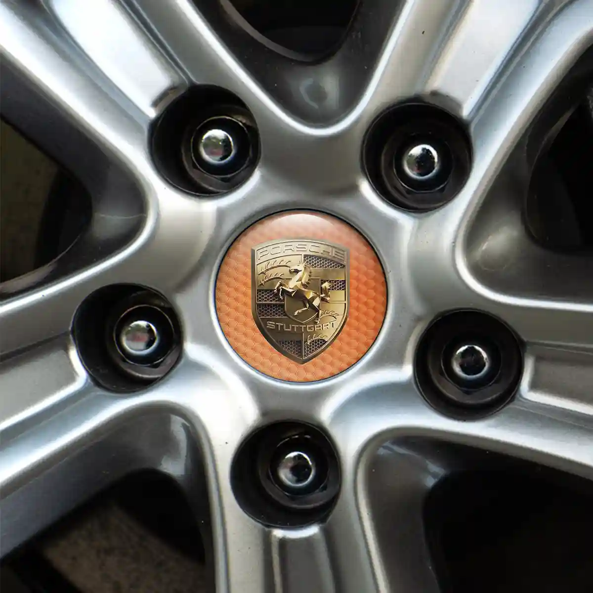 Porsche Wheel Emblem Self-Adhesive Resin Luxe