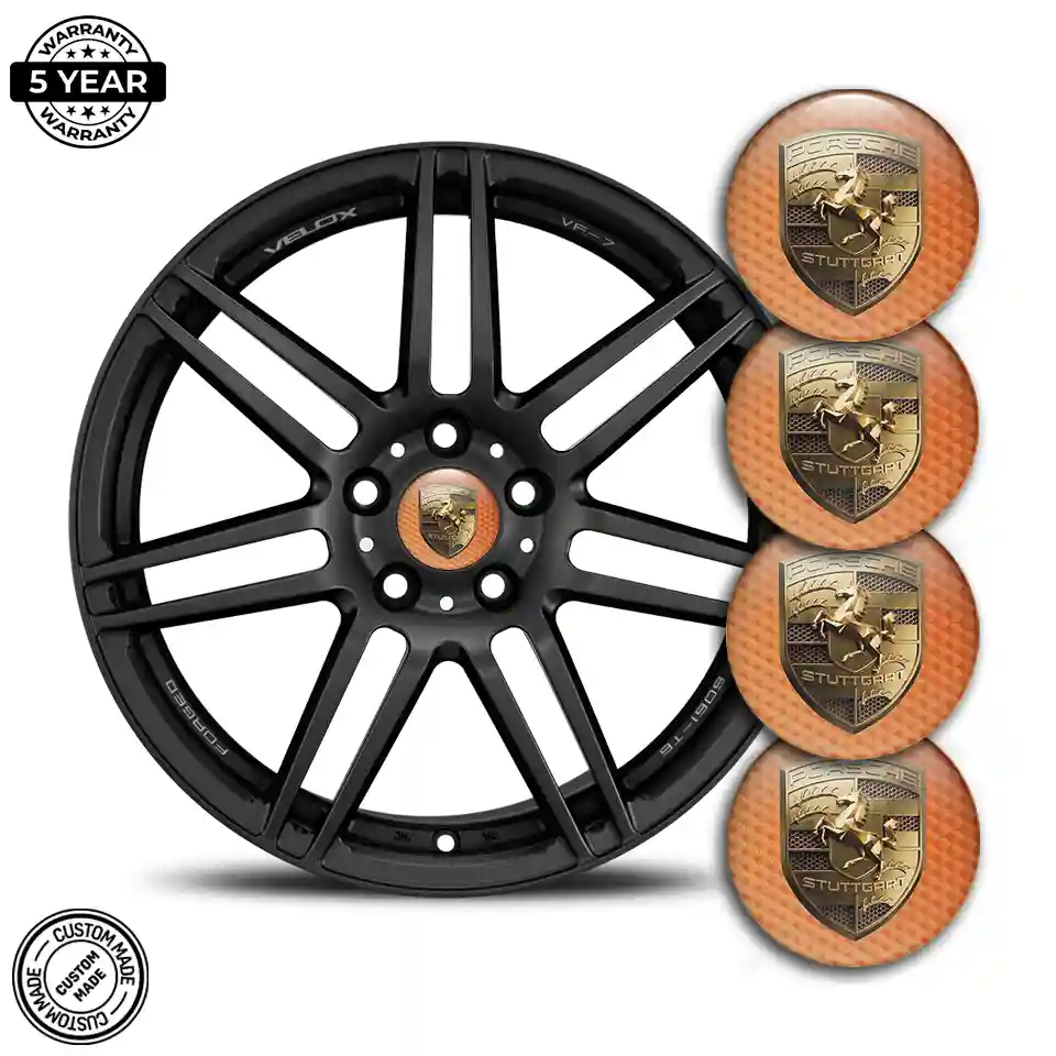 Porsche Wheel Emblem Self-Adhesive Resin Luxe