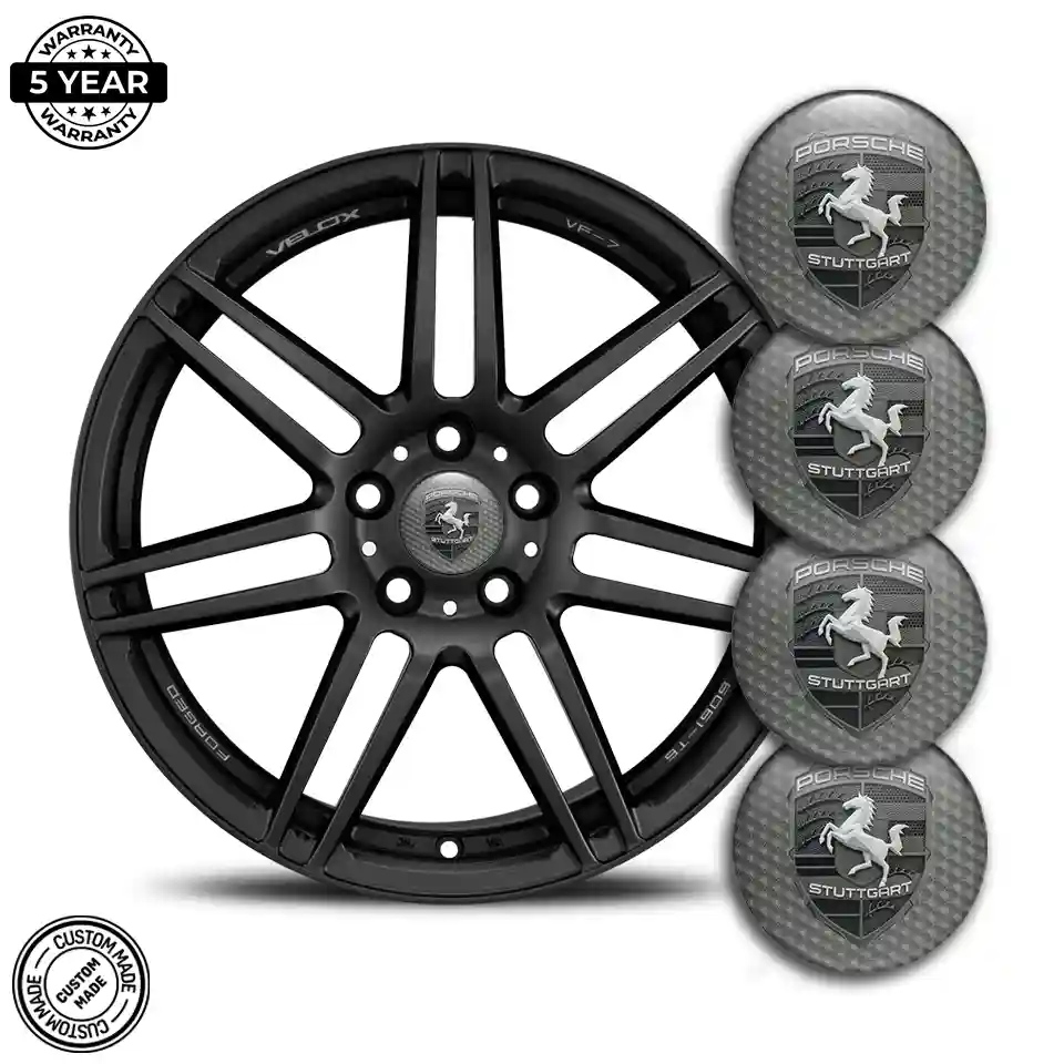 Porsche Wheel Emblem Self-Adhesive Sleek Style
