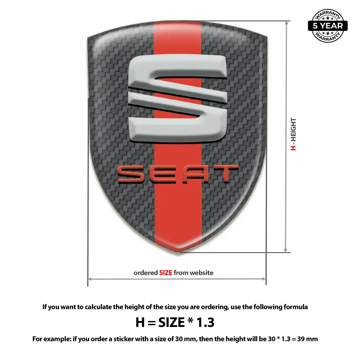 Seat 3D Badge Sticker Elite Finish