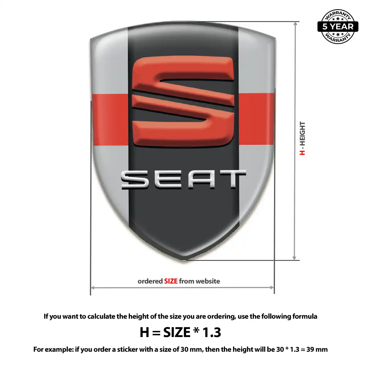Seat 3D Badge Sticker Refined Design