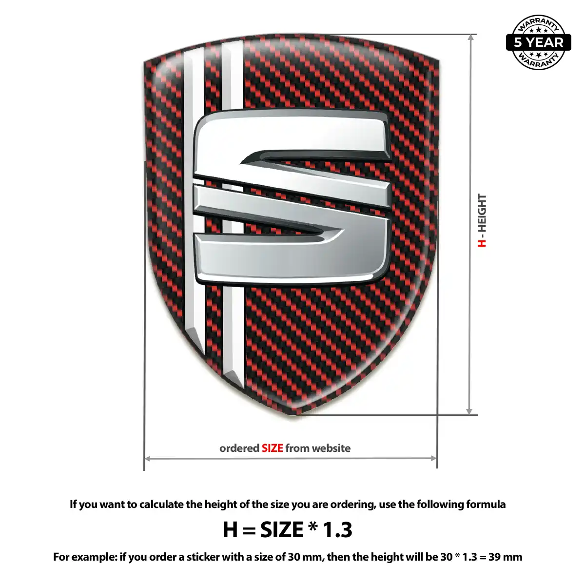 Seat 3D Domed Sticker Elite Finish