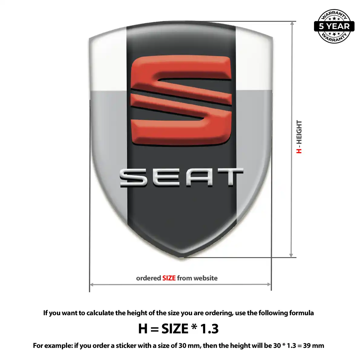 Seat 3D Domed Sticker Prestige Line