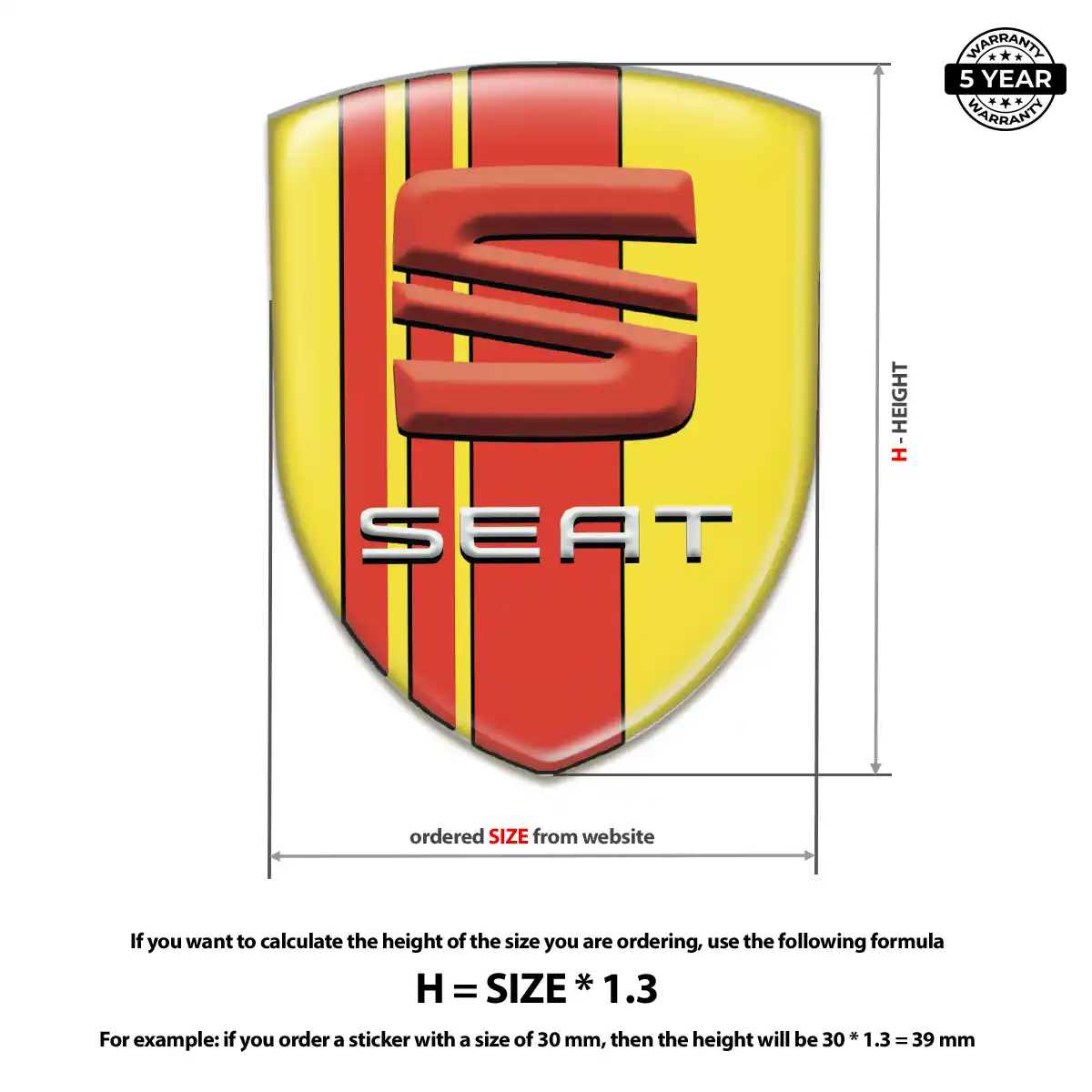 Seat 3D Domed Sticker Prime Quality