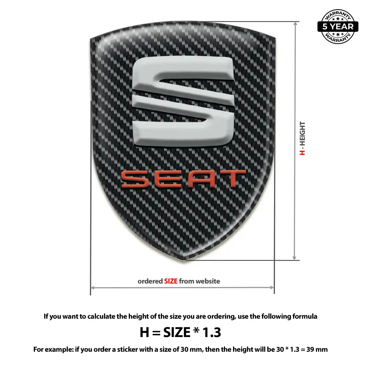 Seat 3D Domed Sticker Signature Grade