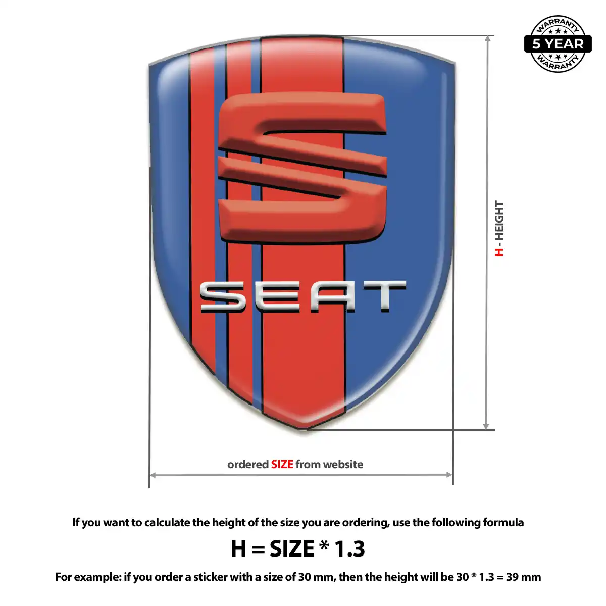 Seat 3D Domed Sticker Sleek Style