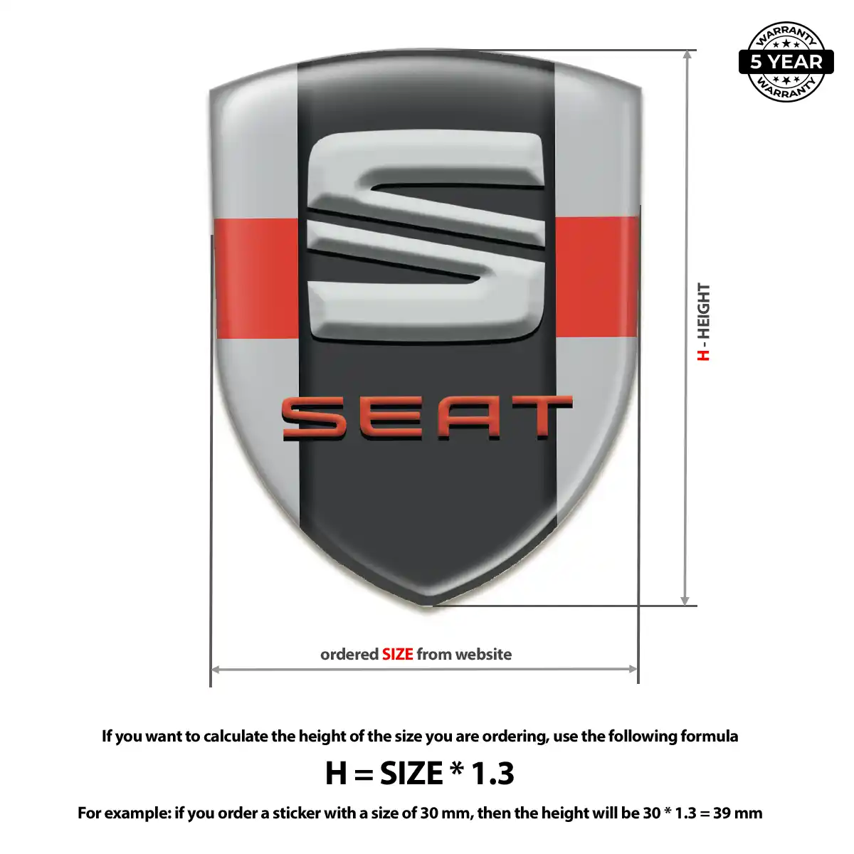 Seat 3D Domed Sticker Superior Craft