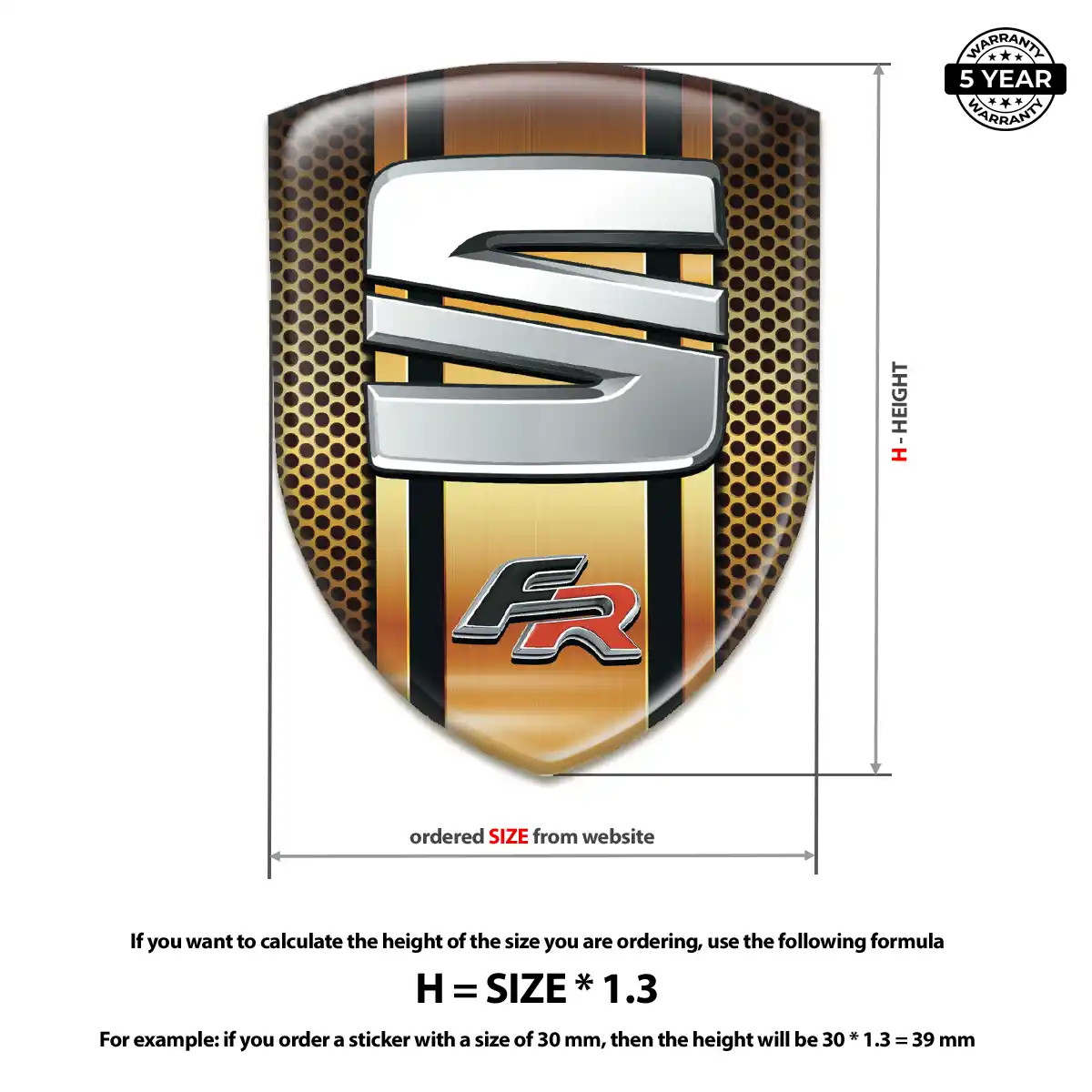 Seat 3D Emblem Sticker Signature Grade
