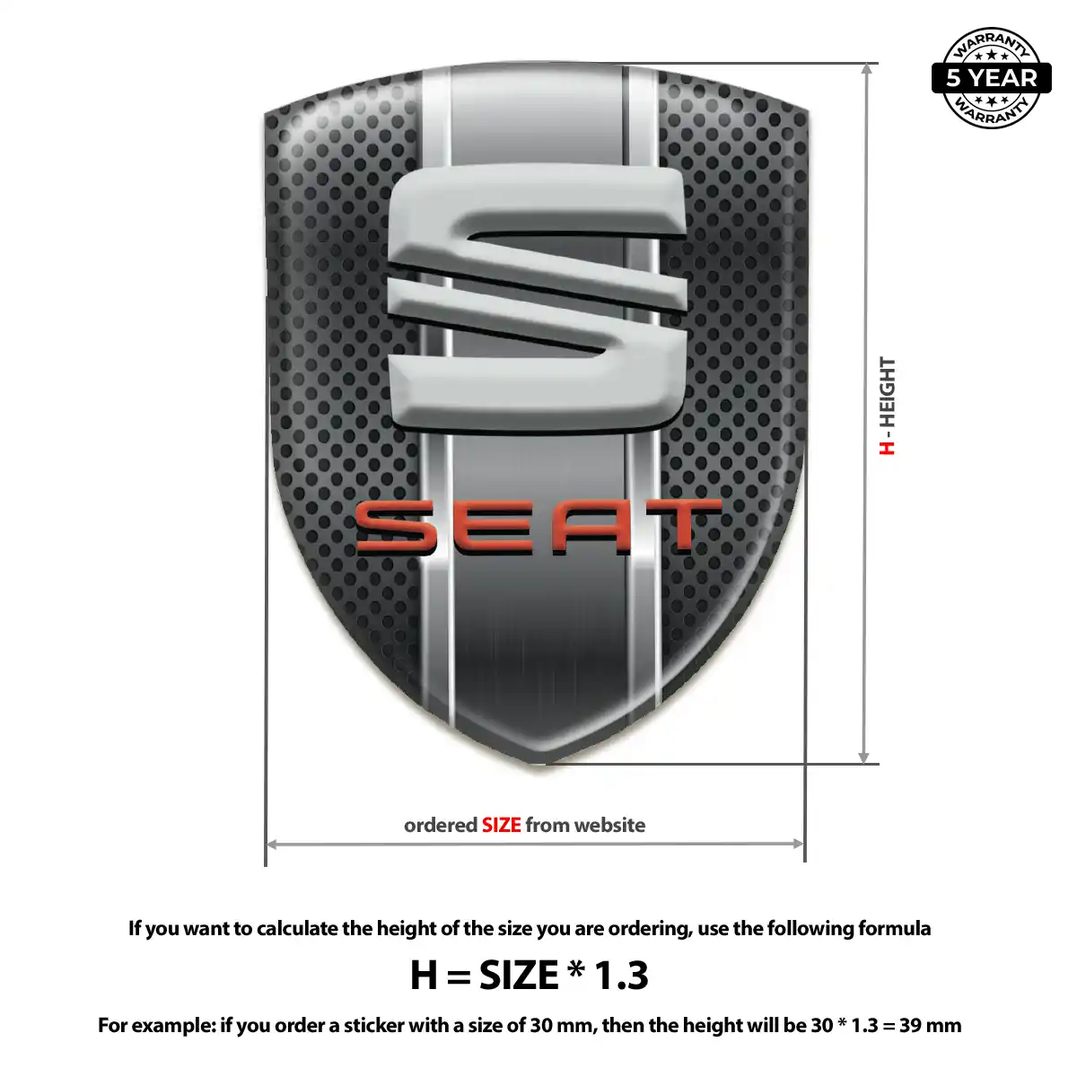 Seat 3D Emblem Sticker Sleek Style