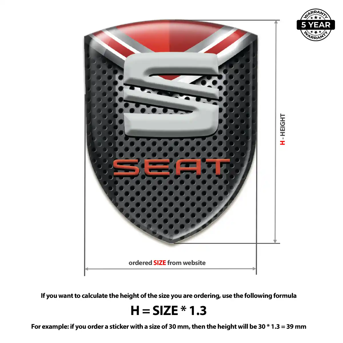 Seat 3D Logo Sticker Elite Finish