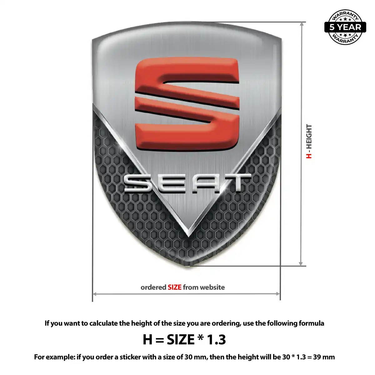 Seat 3D Resin Sticker Signature Grade