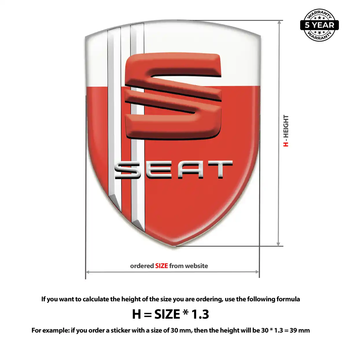 Seat 3D Resin Sticker Sleek Style