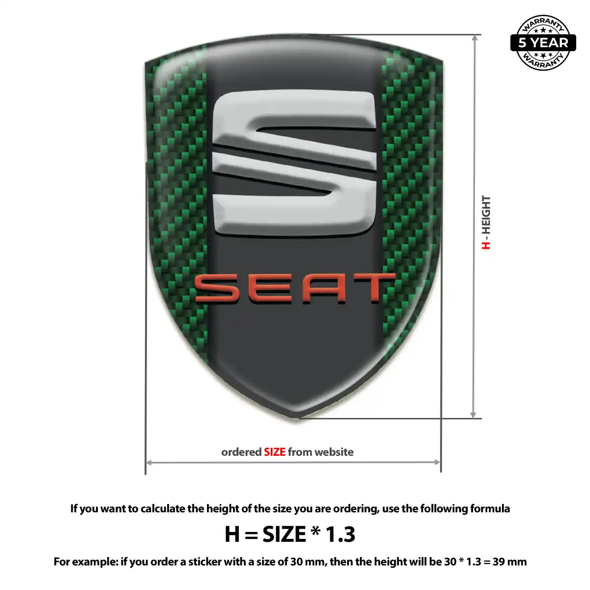Seat Automotive Emblem Sticker Elite Finish