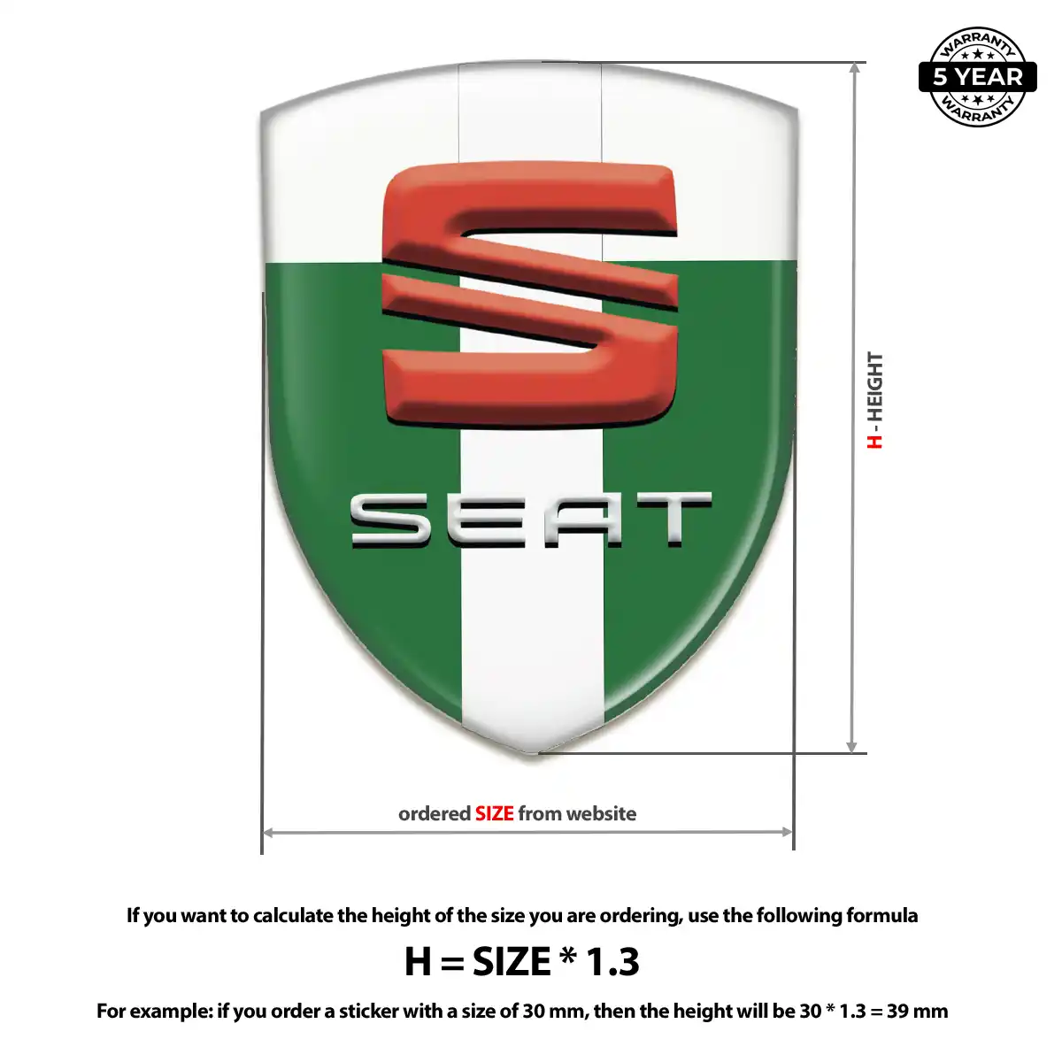 Seat Automotive Resin Decal Elite Finish