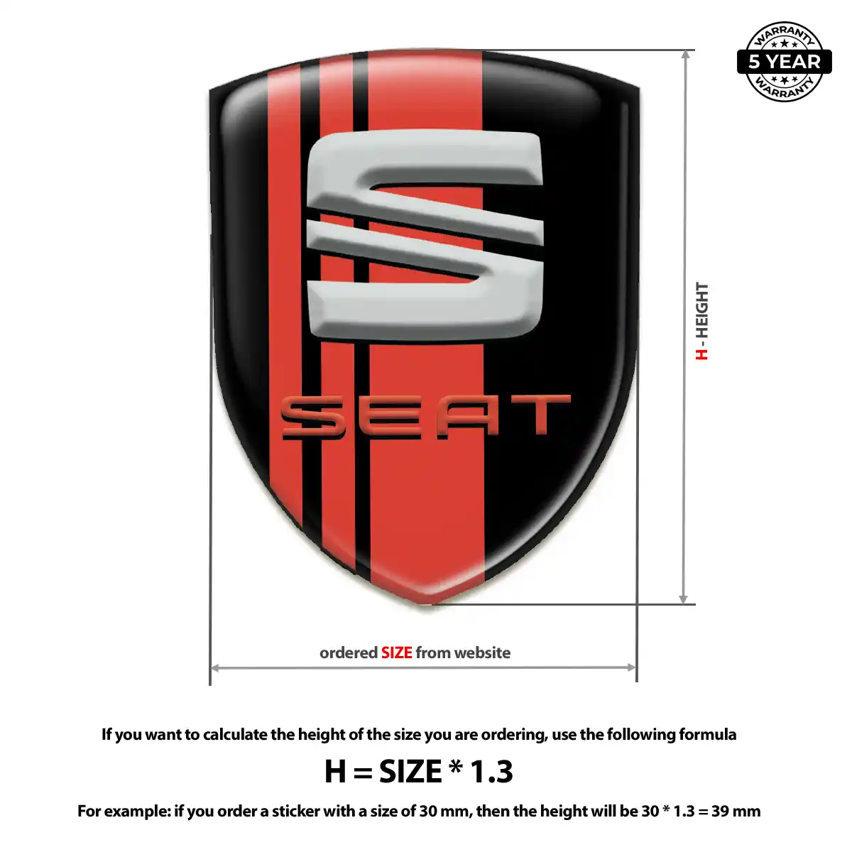 Seat Car Badge Sticker Elite Finish