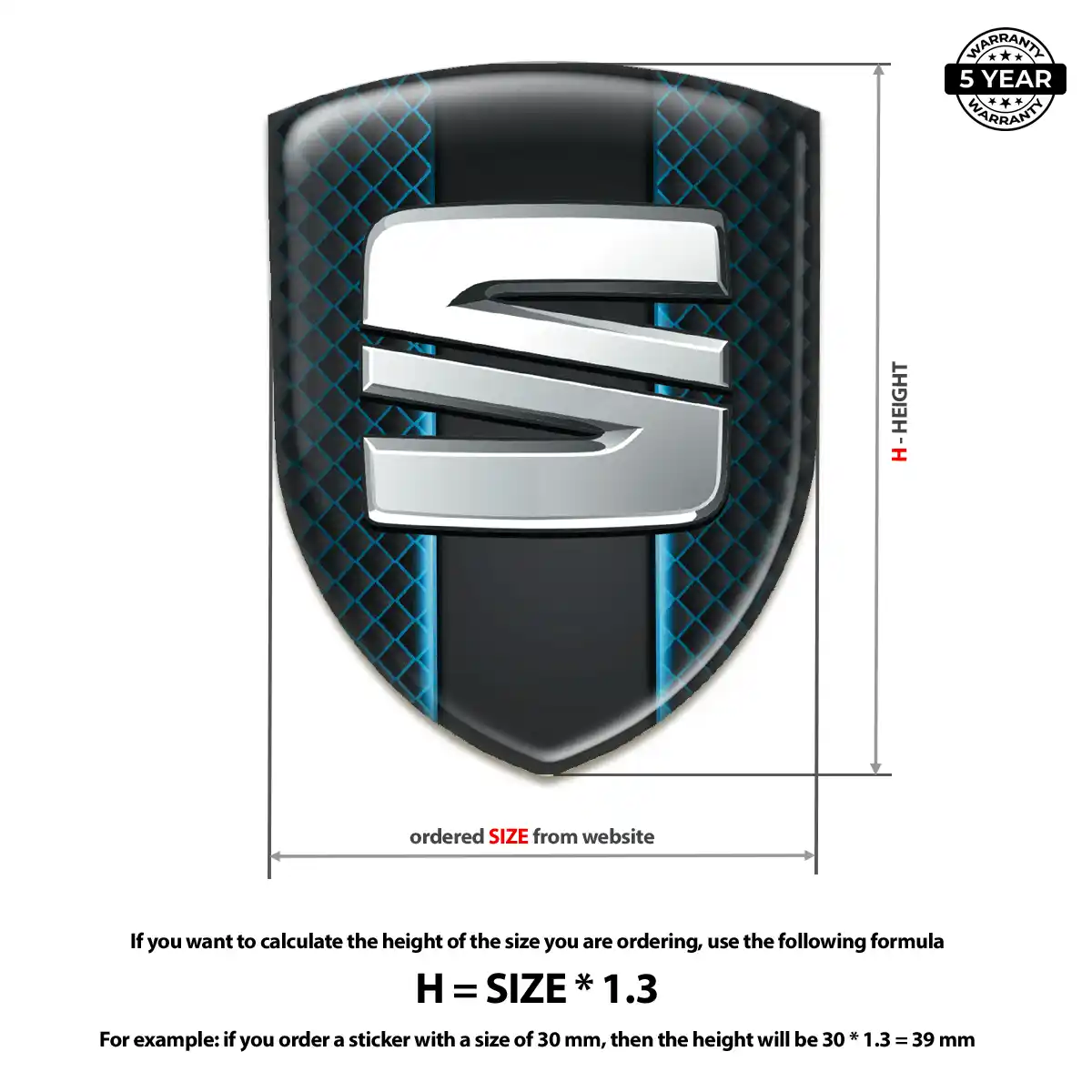 Seat Car Emblem Decal Elite Finish