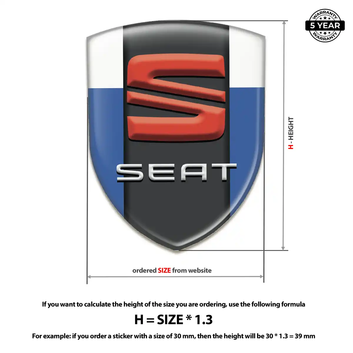 Seat Car Emblem Sticker Elite Finish