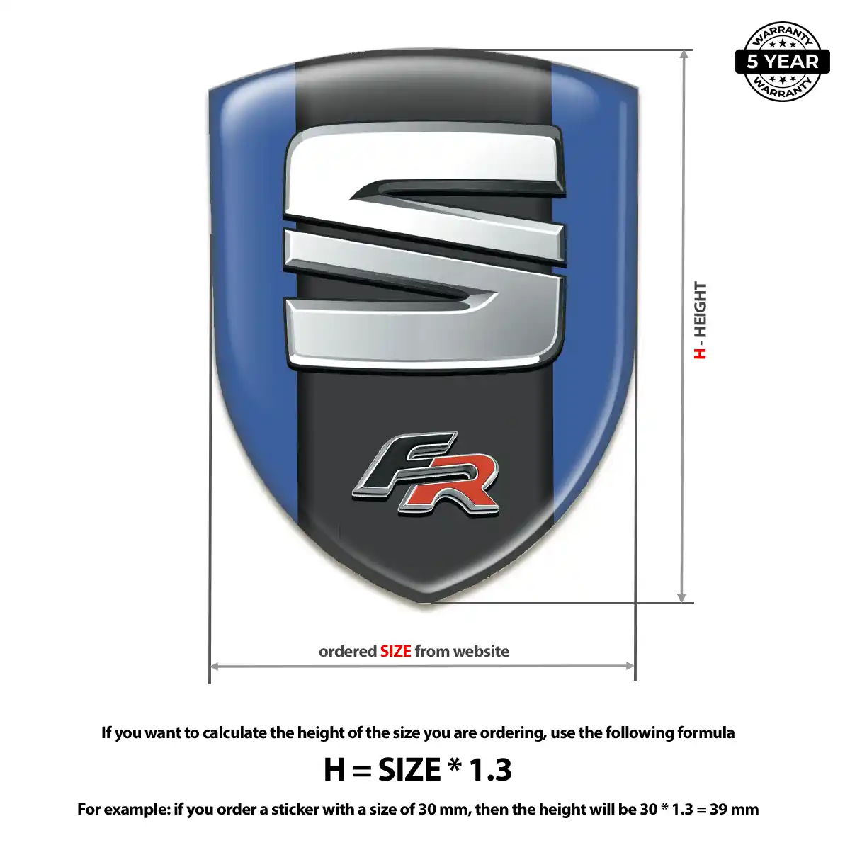Seat Domed Badge Elite Finish