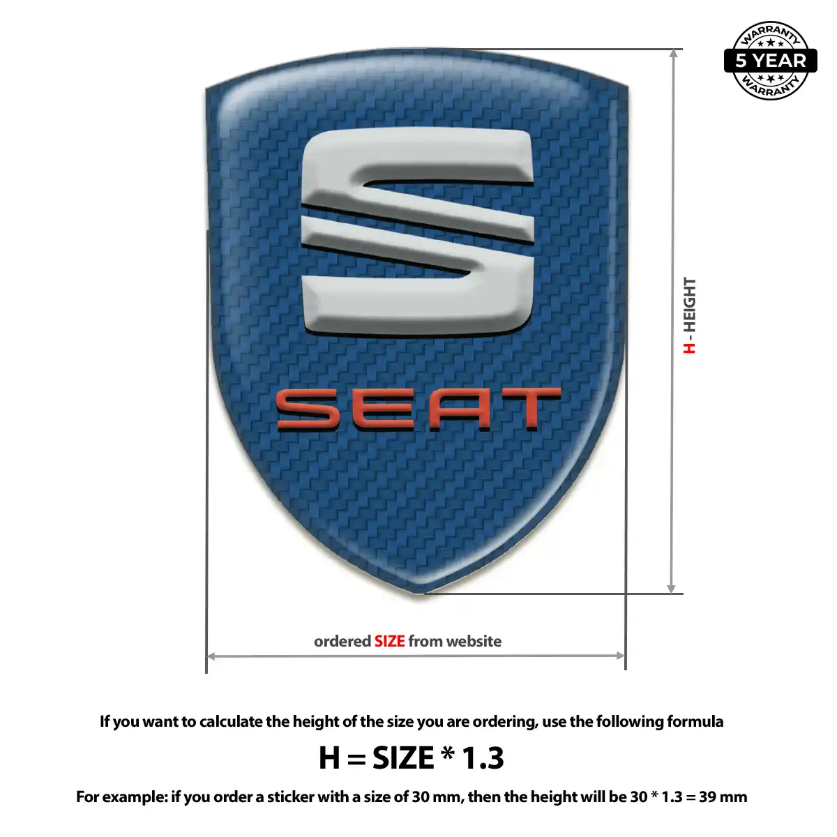 Seat Domed Badge Prestige Line