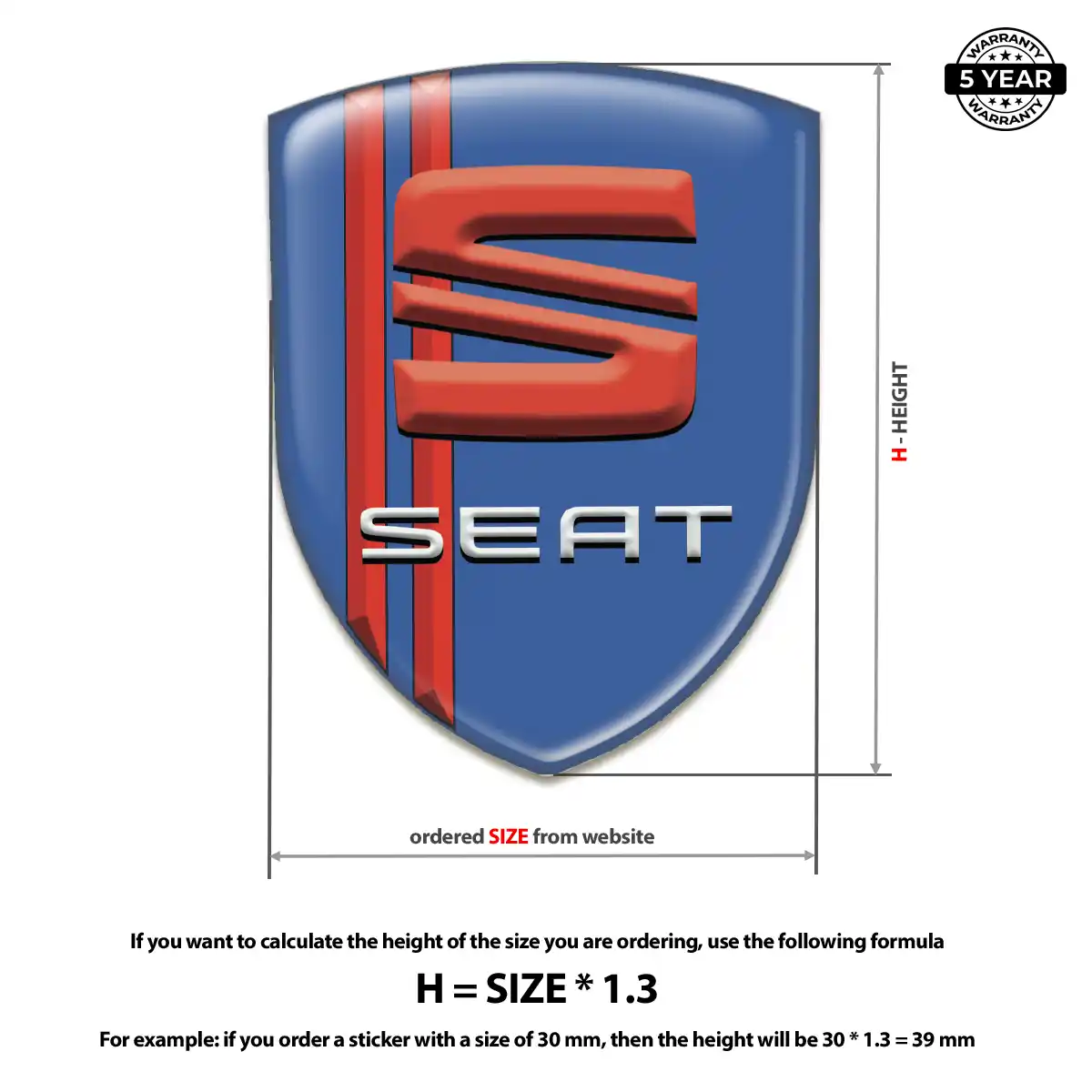 Seat Domed Badge Prime Quality