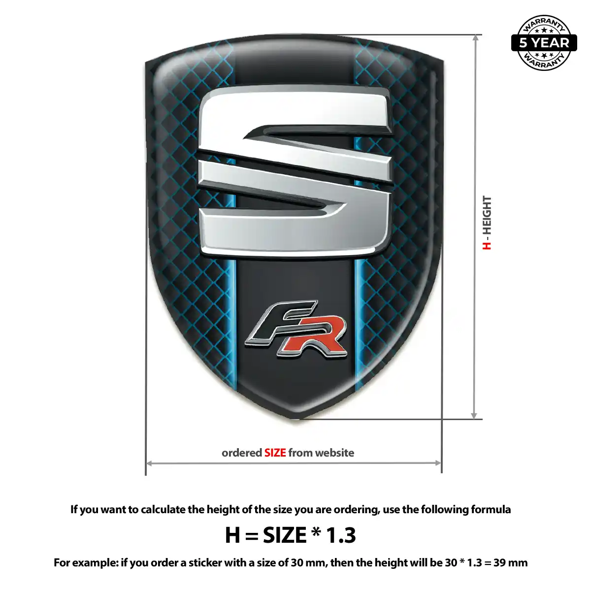 Seat Domed Badge Signature Grade