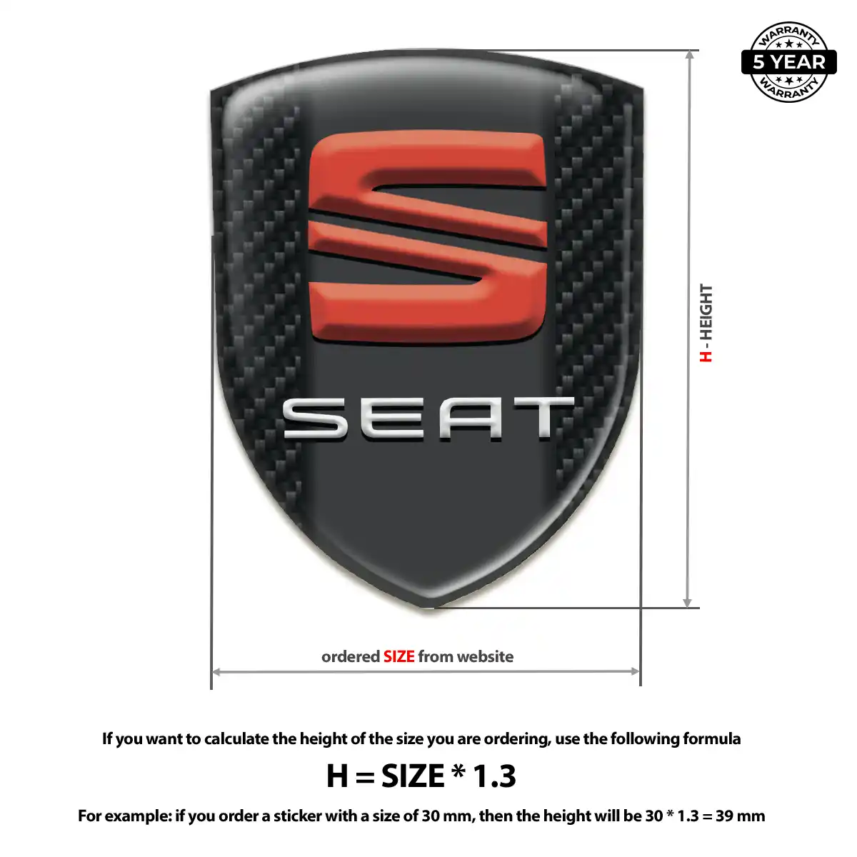Seat Domed Badge Sleek Style