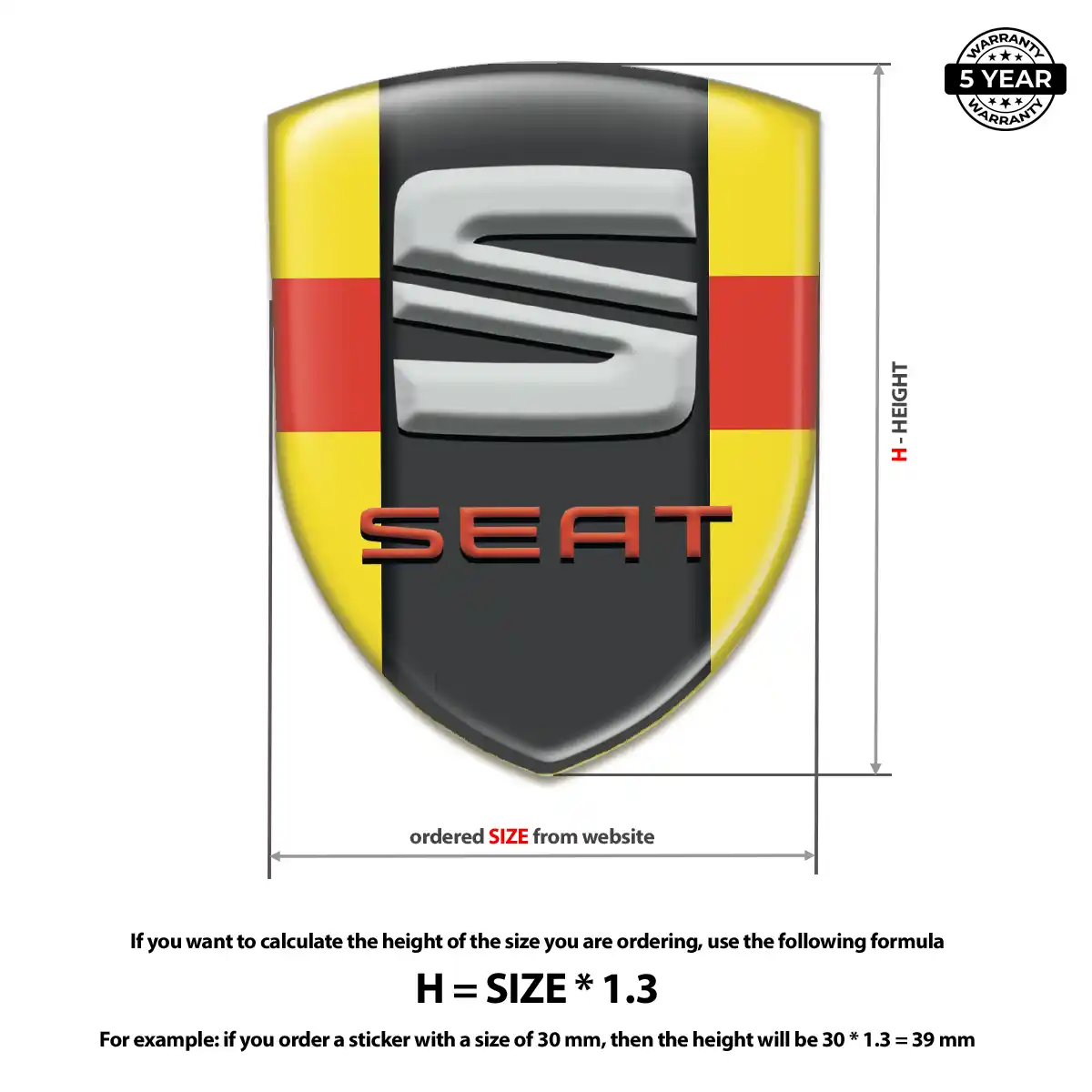 Seat Domed Car Sticker Prime Quality