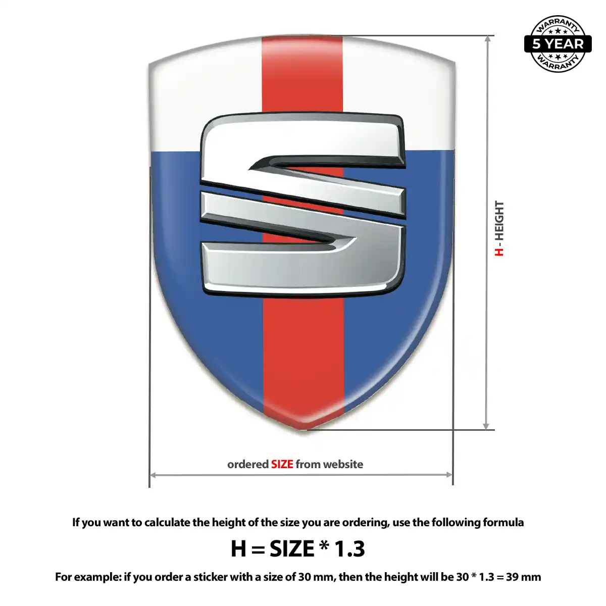 Seat Domed Car Sticker Signature Grade