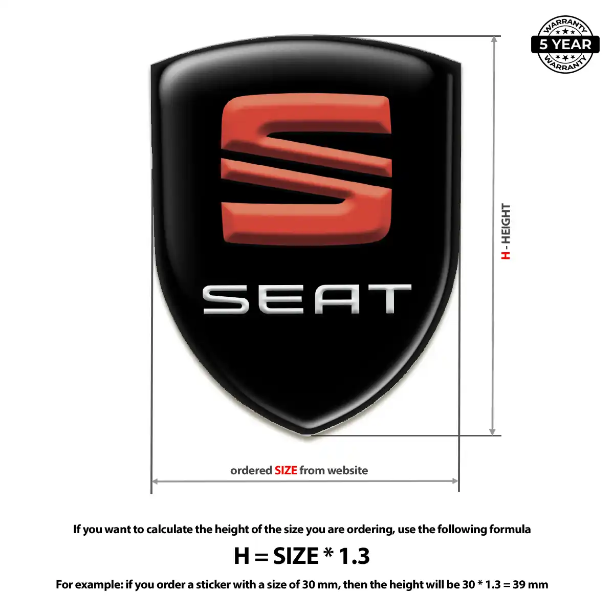 Seat Domed Car Sticker Sleek Style