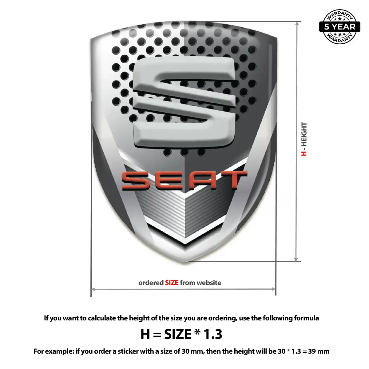 Seat Domed Car Sticker Superior Craft