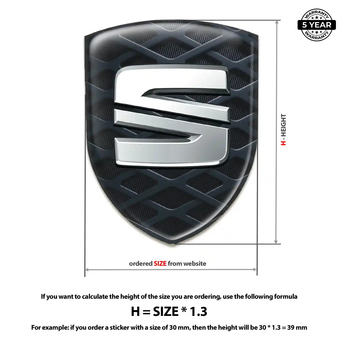 Seat Domed Decal Elite Finish