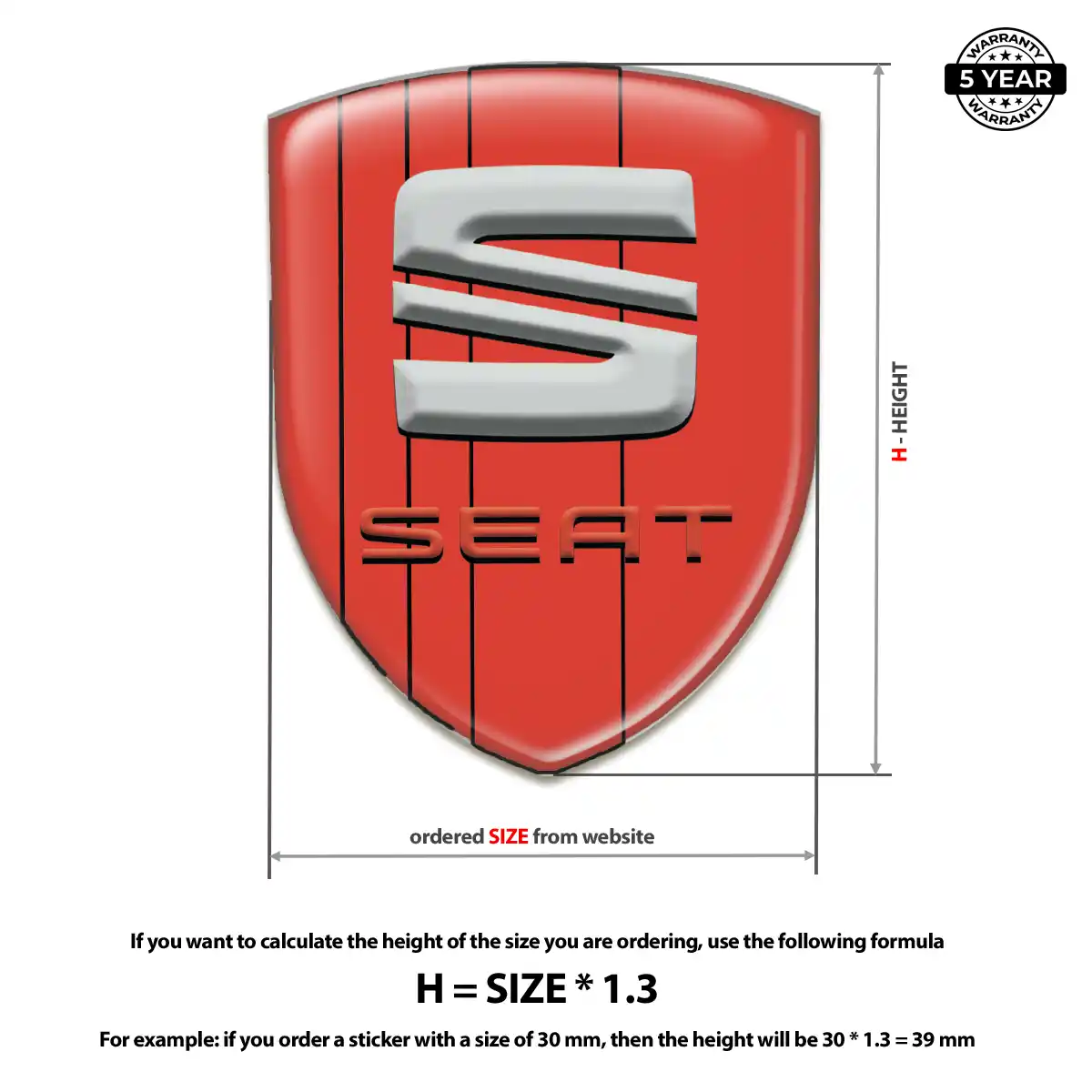 Seat Domed Decal Prime Quality