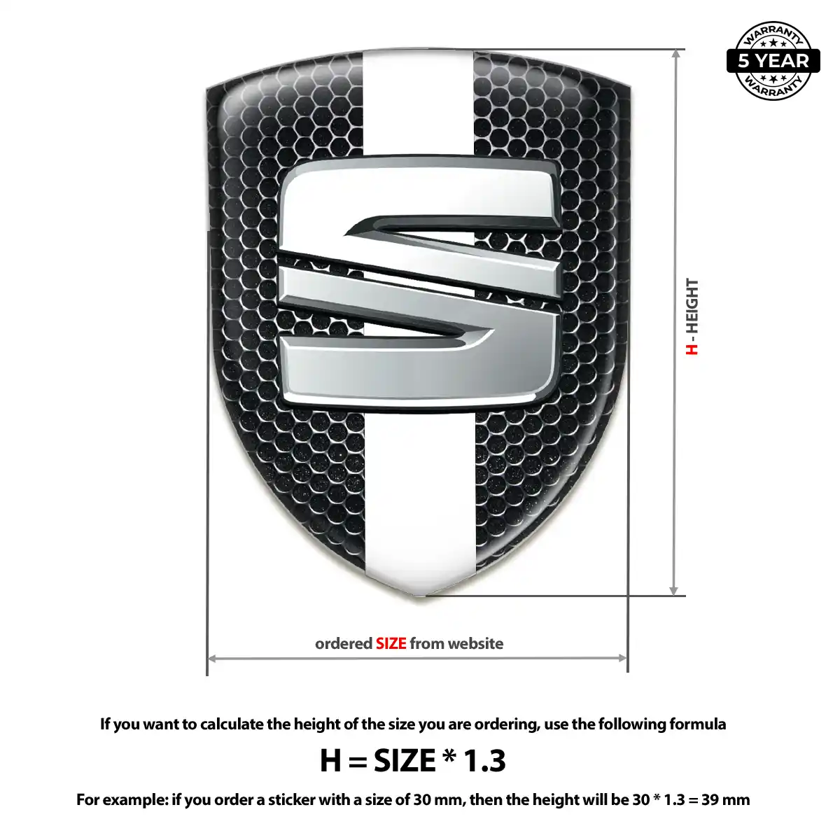 Seat Domed Decal Refined Design