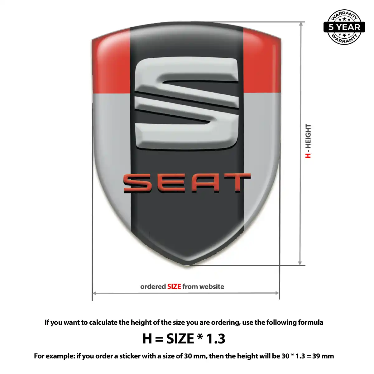 Seat Domed Decal Signature Grade