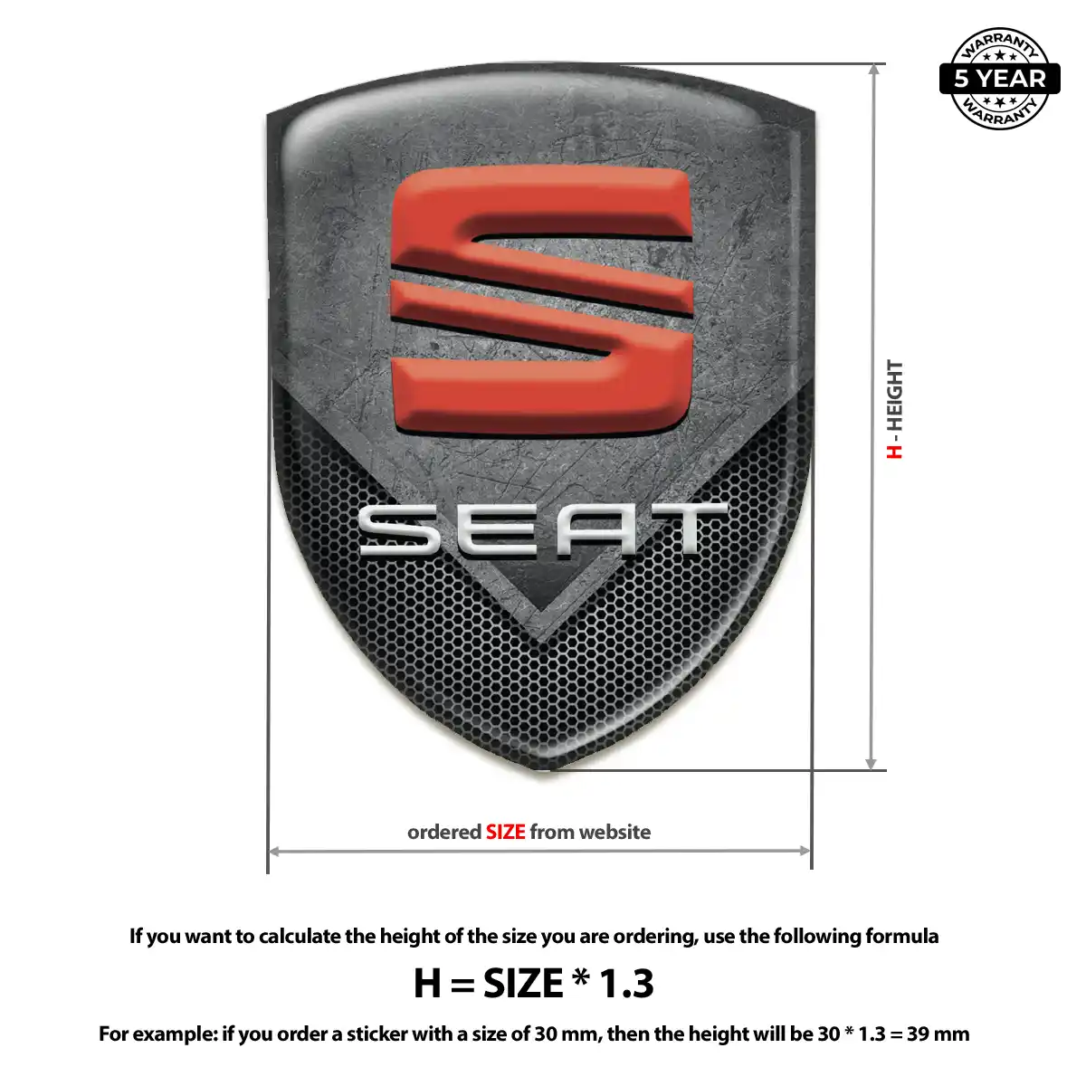 Seat Domed Emblem Signature Grade