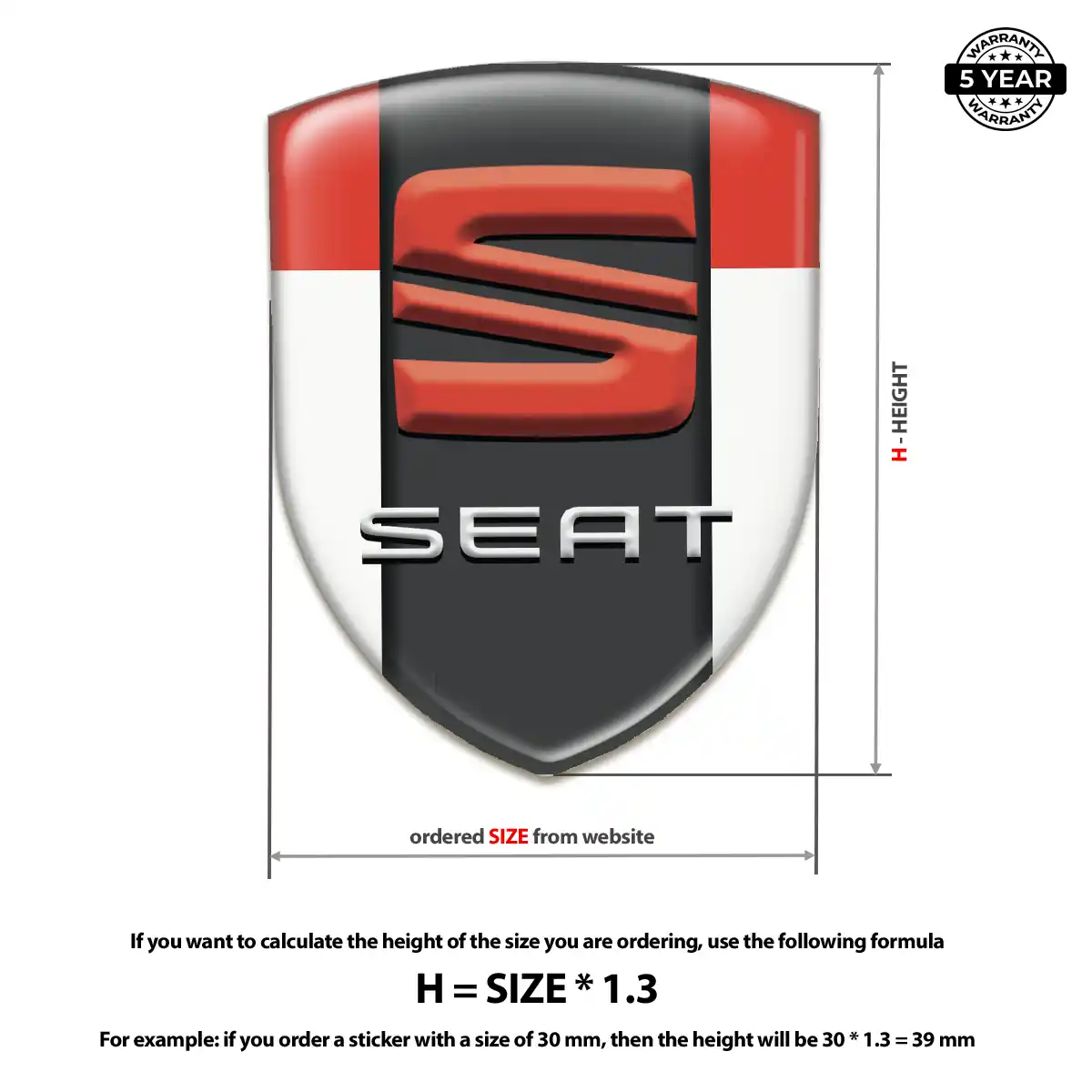 Seat Domed Logo Decal Elite Finish