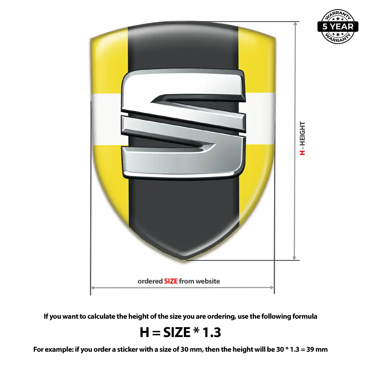 Seat Domed Logo Decal Refined Design