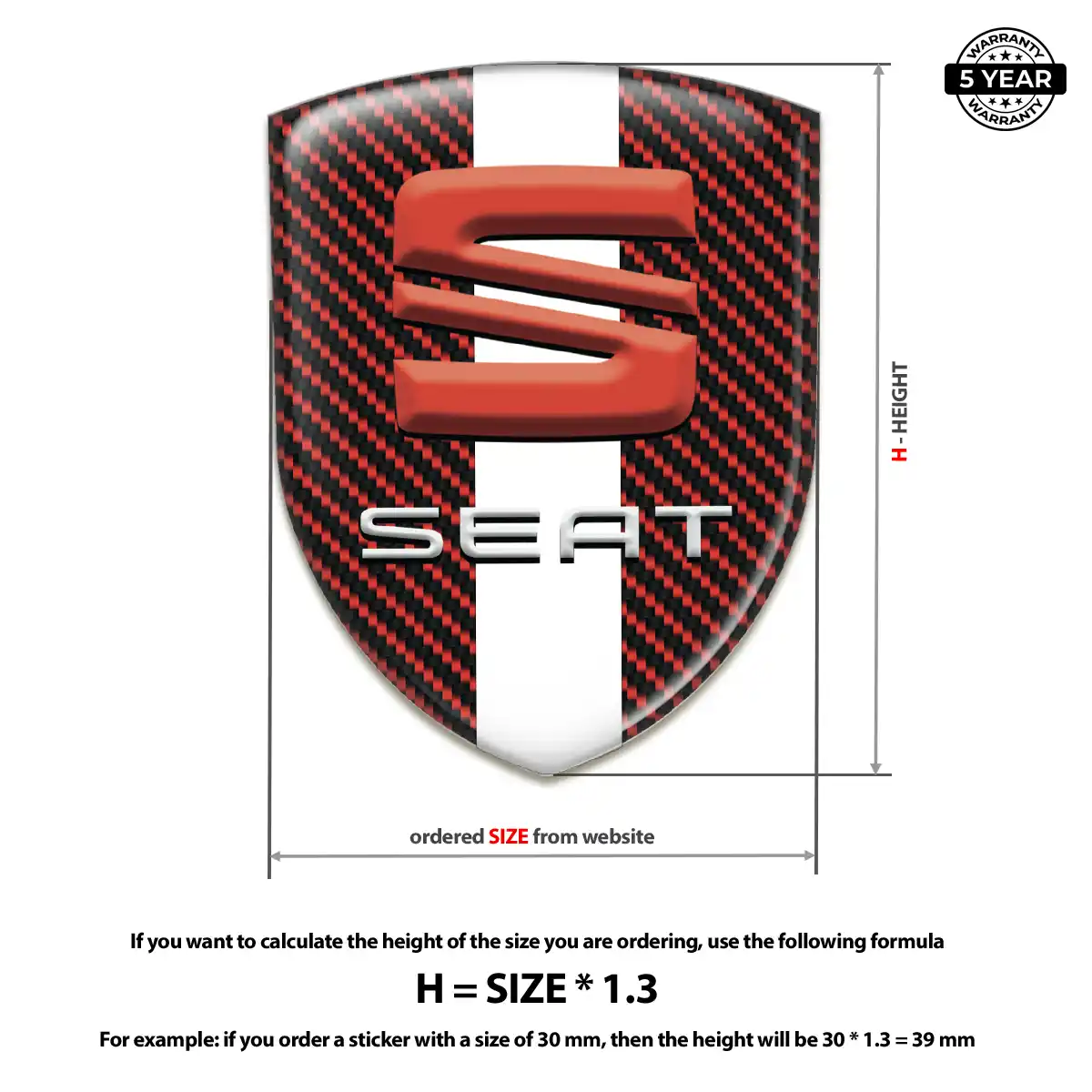 Seat Domed Logo Decal Signature Grade