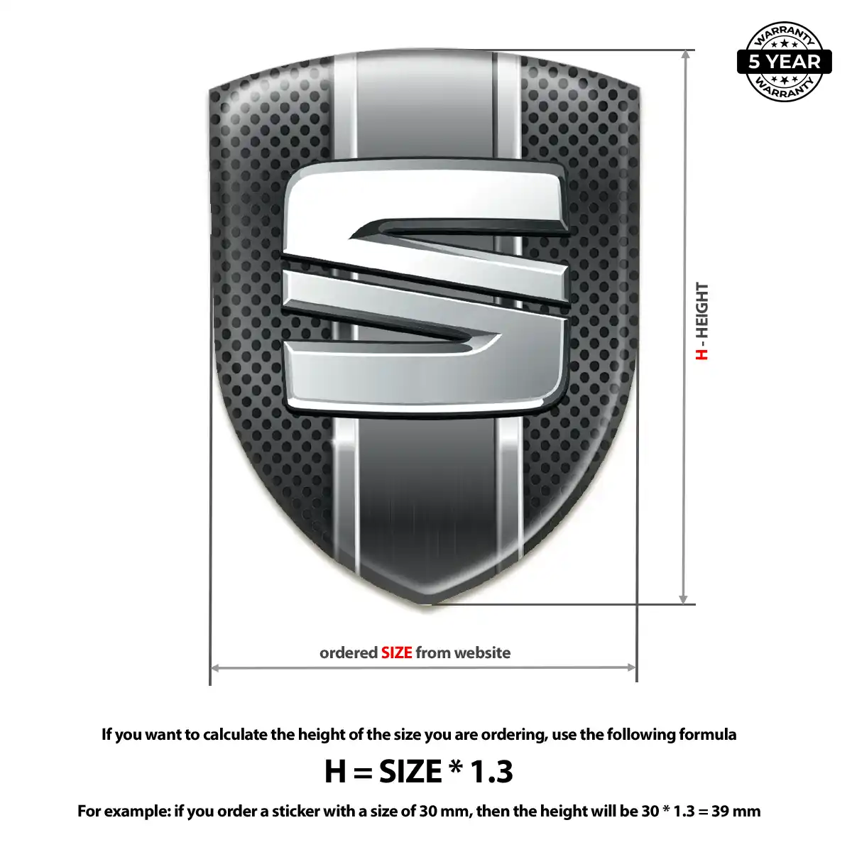 Seat Domed Logo Sticker Elite Finish