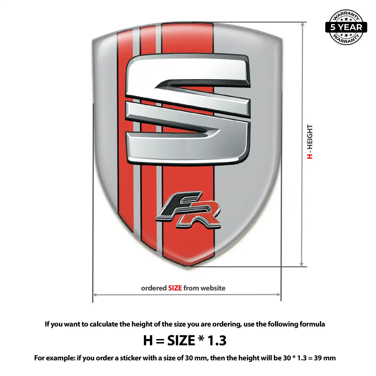 Seat Domed Logo Sticker Prime Quality