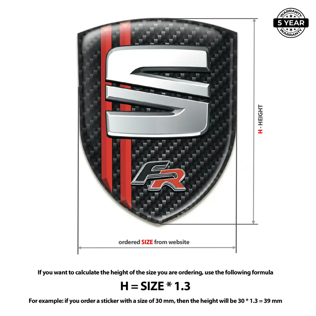 Seat Domed Logo Sticker Refined Design