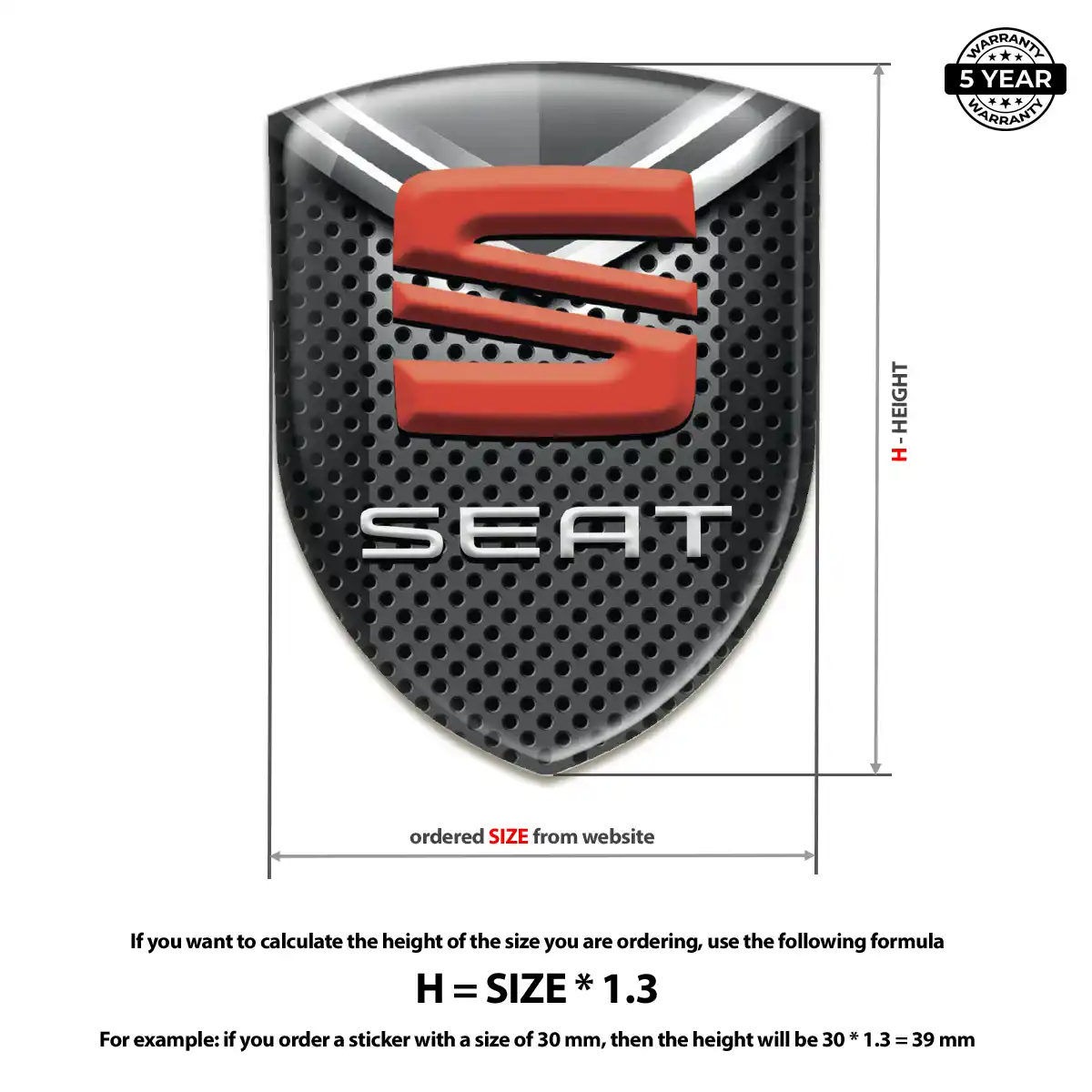 Seat Domed Logo Sticker Signature Grade