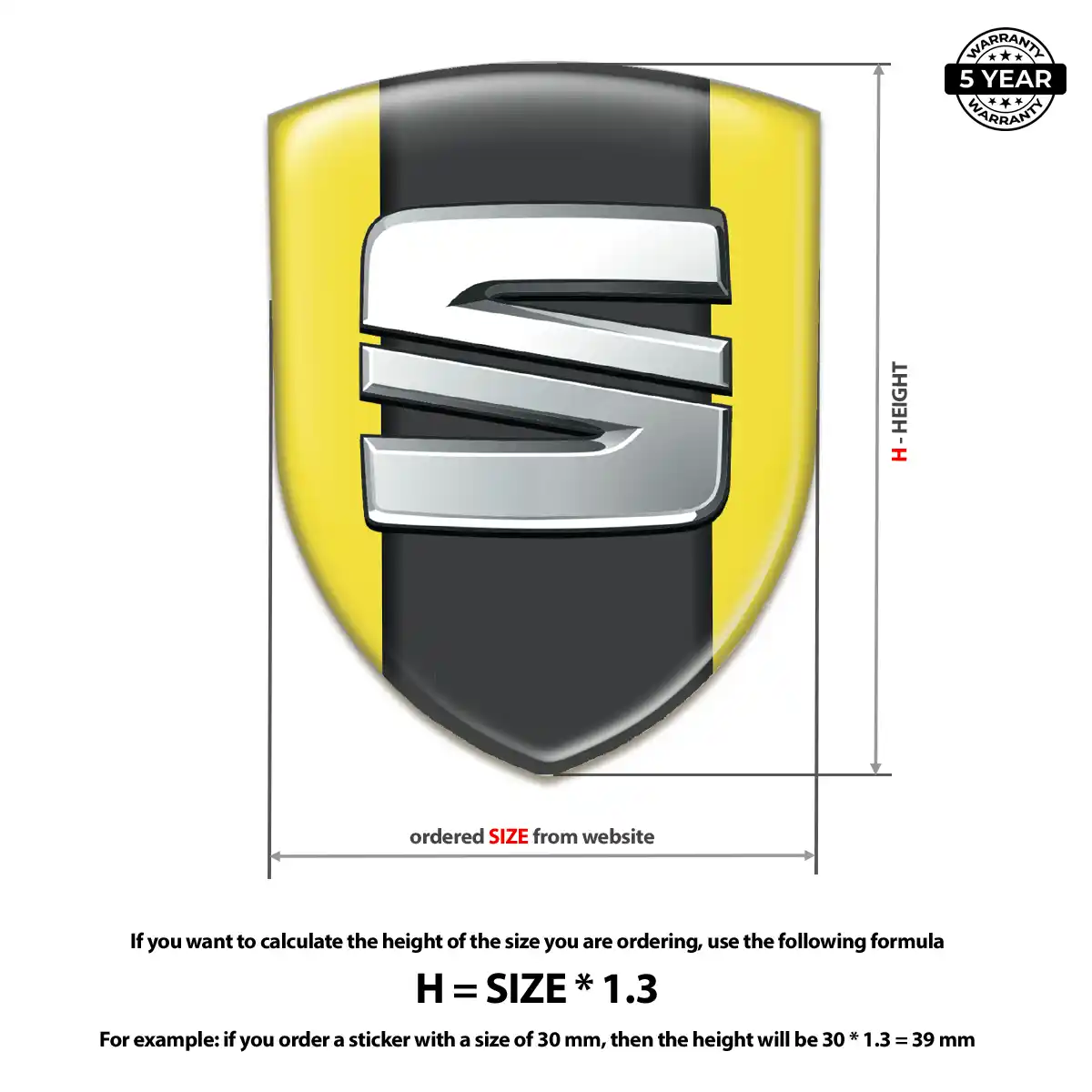 Seat Domed Logo Sticker Sleek Style