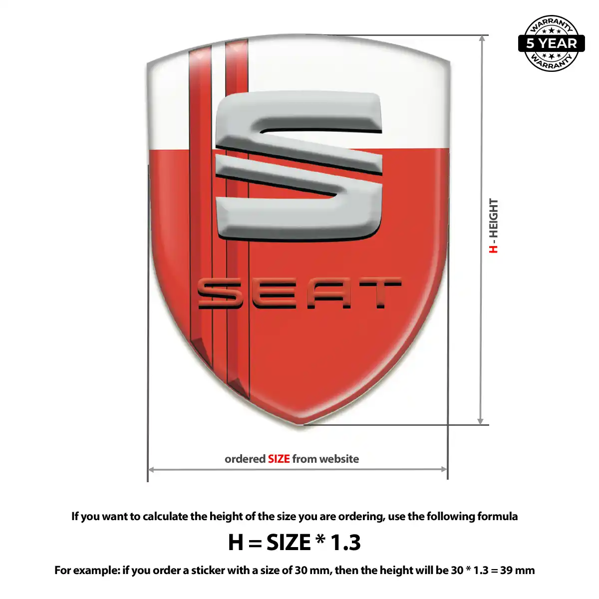 Seat Domed Logo Sticker Superior Craft