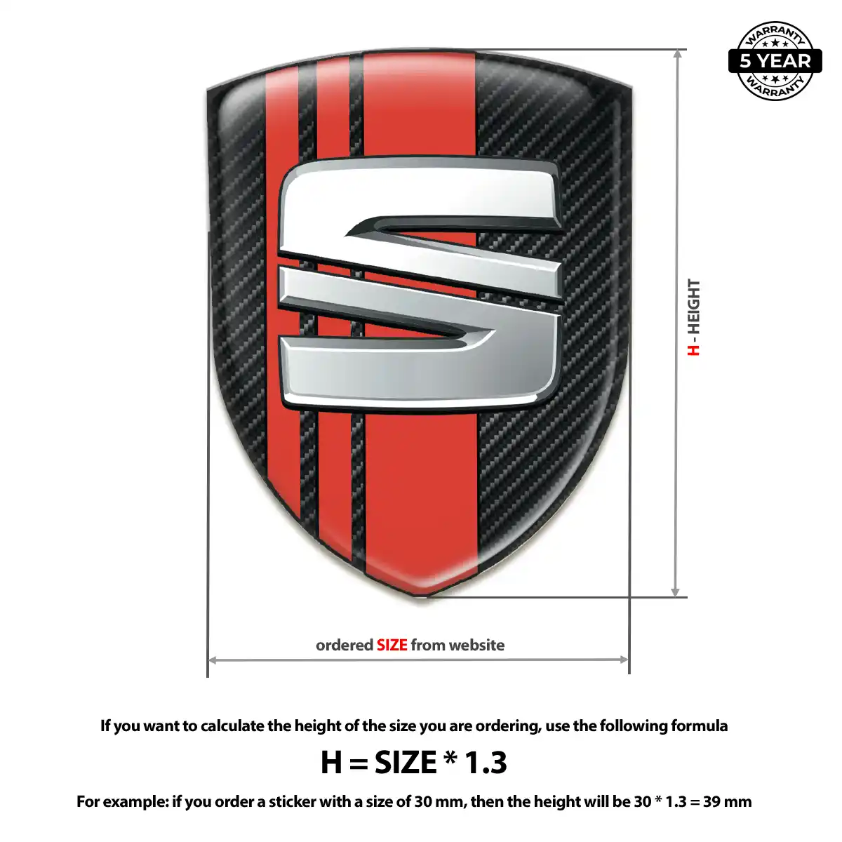 Seat Emblem Domed Badge Signature Grade