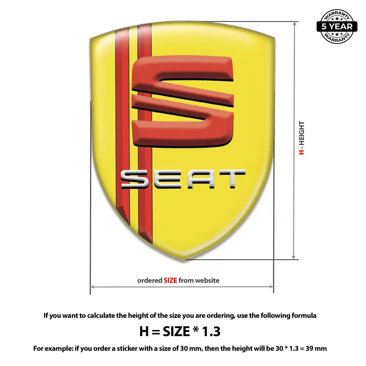 Seat Emblem Shield Elite Finish